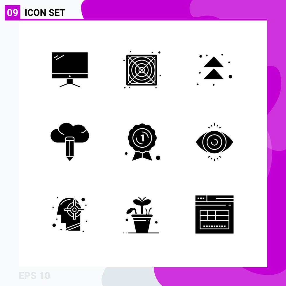 9 Creative Icons Modern Signs and Symbols of badge award arrow pencil cloud Editable Vector Design Elements