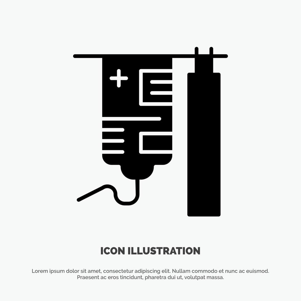 Drip Hospital Medical Treatment Solid Black Glyph Icon vector