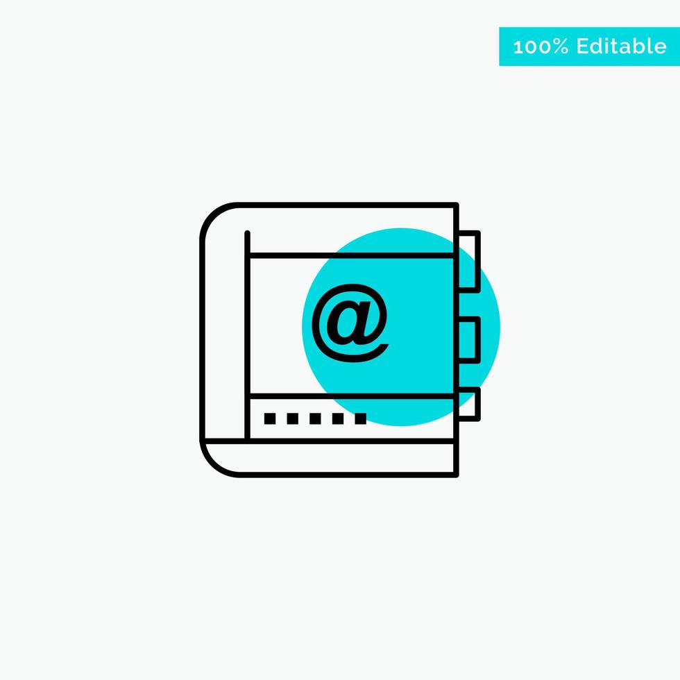 Book Business Contact Contacts Internet Phone Telephone turquoise highlight circle point Vector icon