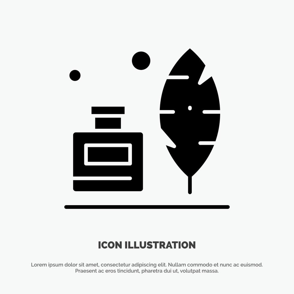 Adobe Feather Inkbottle American solid Glyph Icon vector