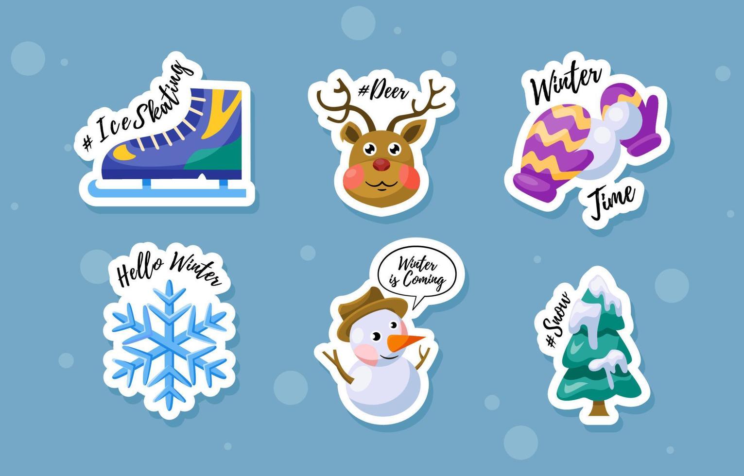 Set of Winter Sticker Template vector