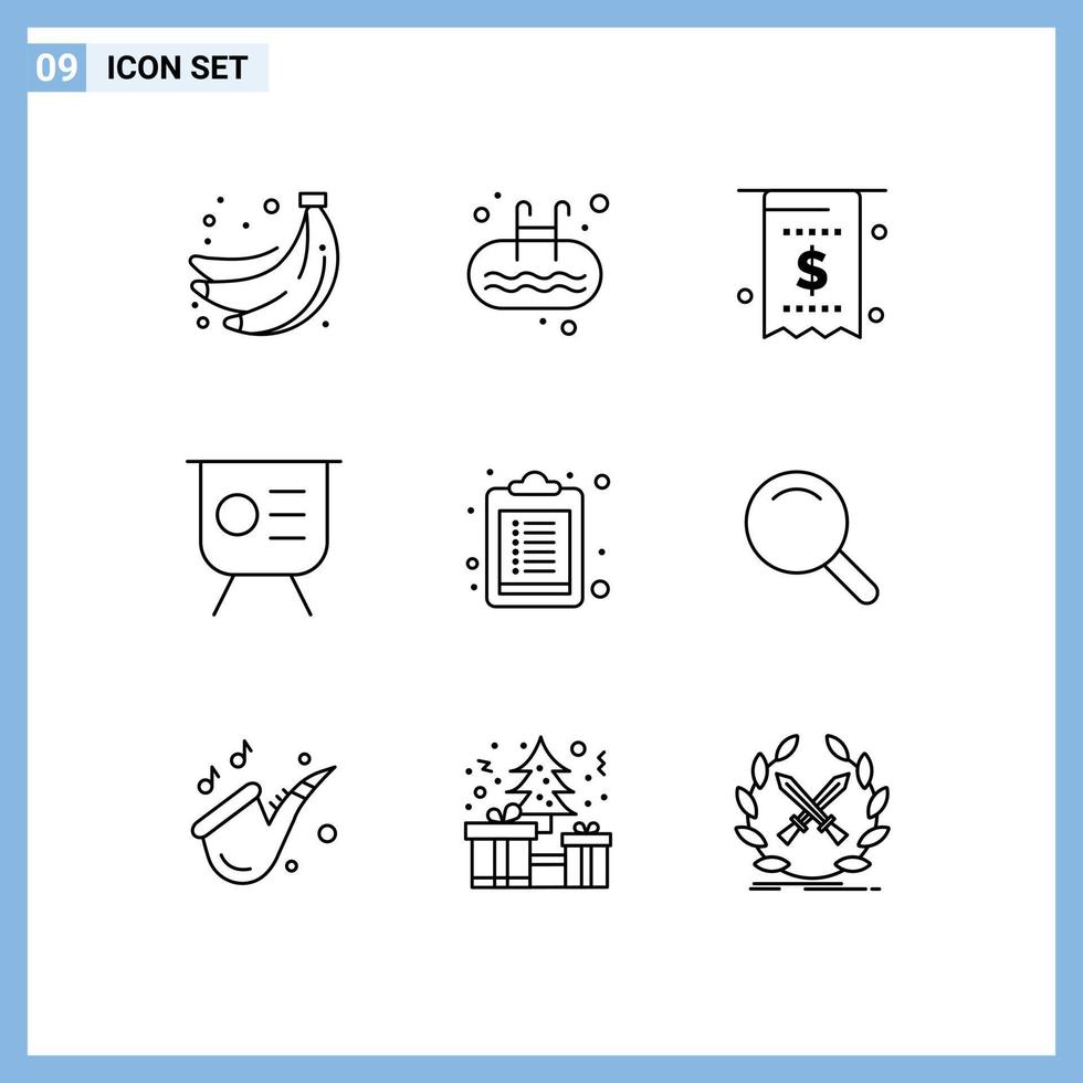 Set of 9 Modern UI Icons Symbols Signs for performance graph swim finance money Editable Vector Design Elements