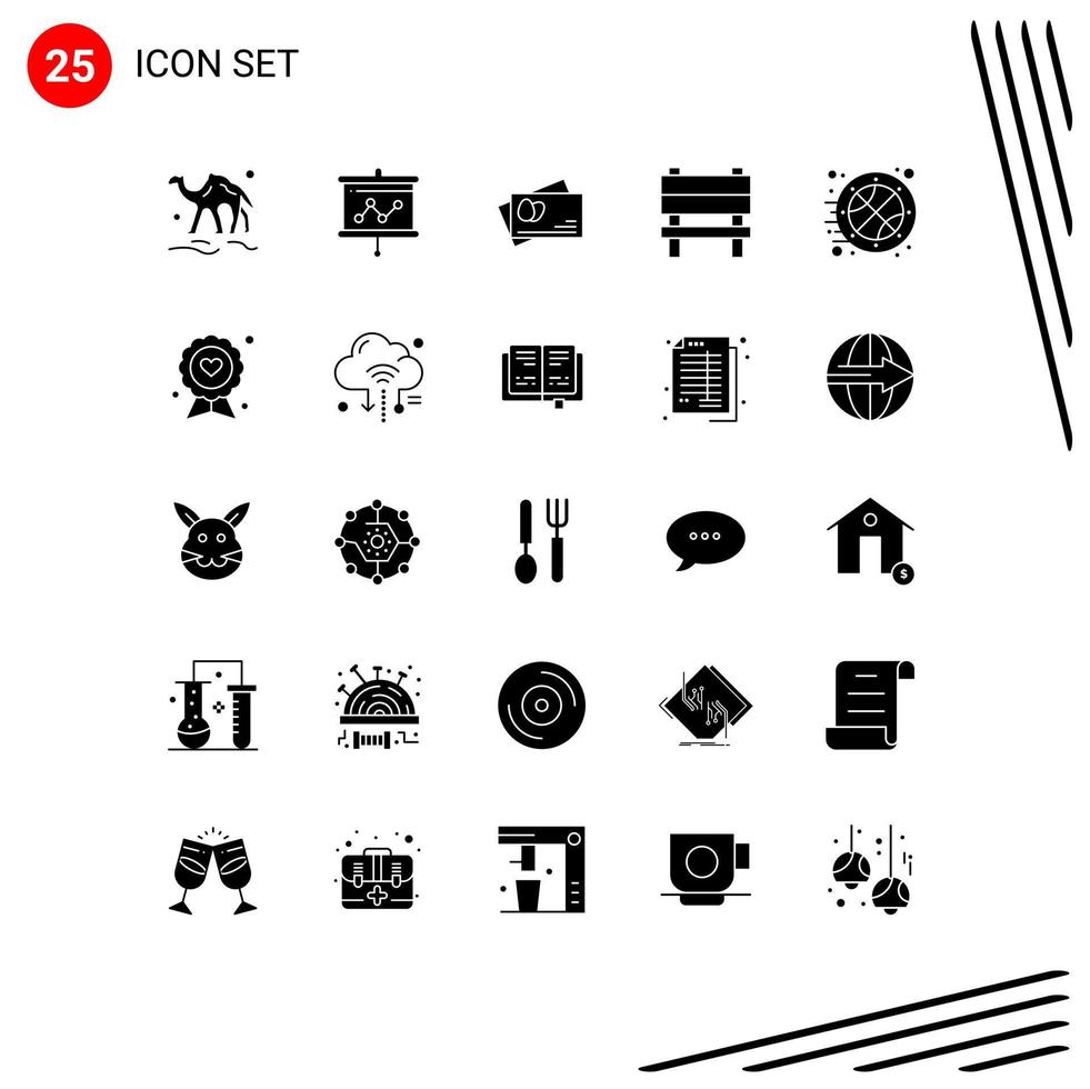 Stock Vector Icon Pack of 25 Line Signs and Symbols for game interior projector furniture bench Editable Vector Design Elements