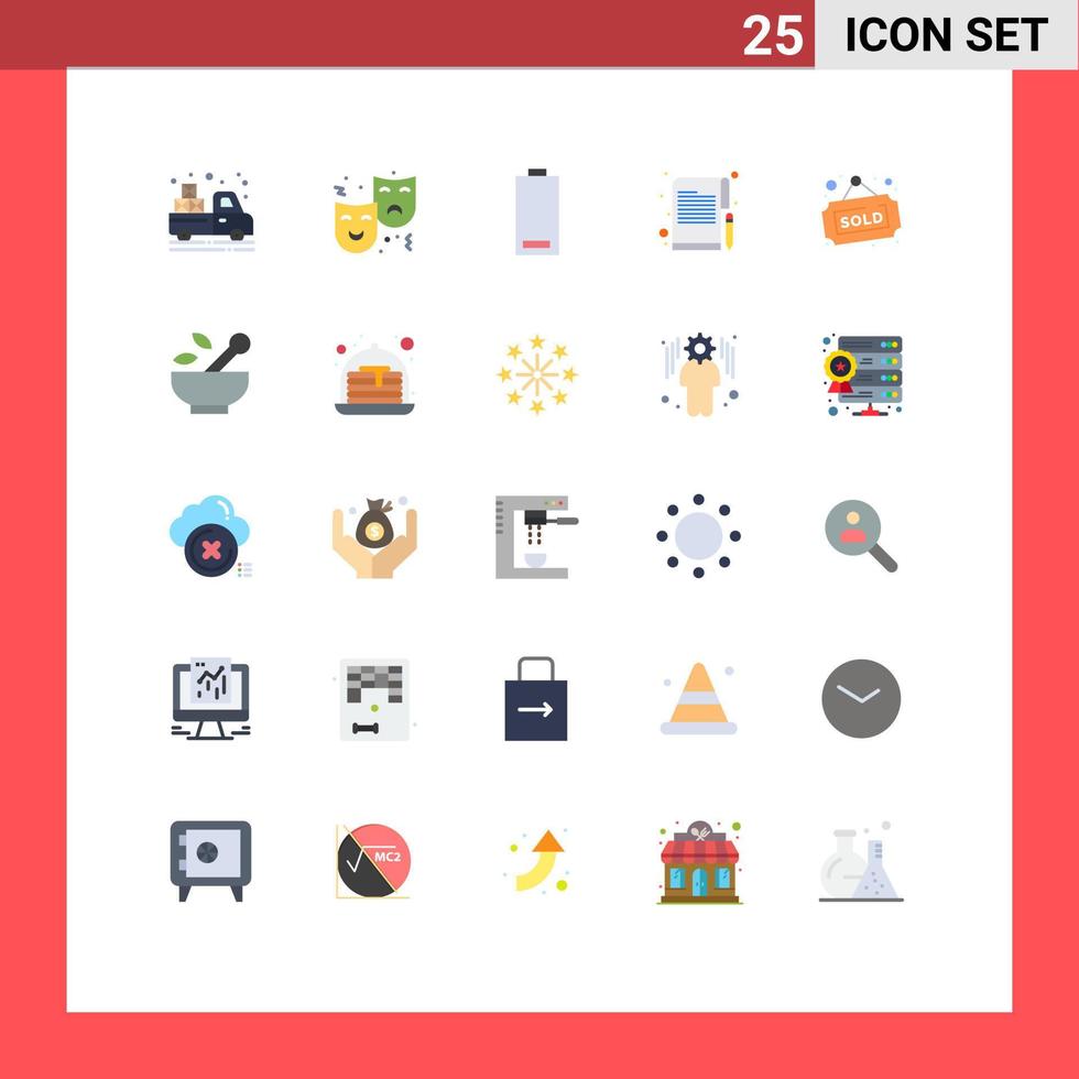 Stock Vector Icon Pack of 25 Line Signs and Symbols for paper notes drama editorial energy Editable Vector Design Elements
