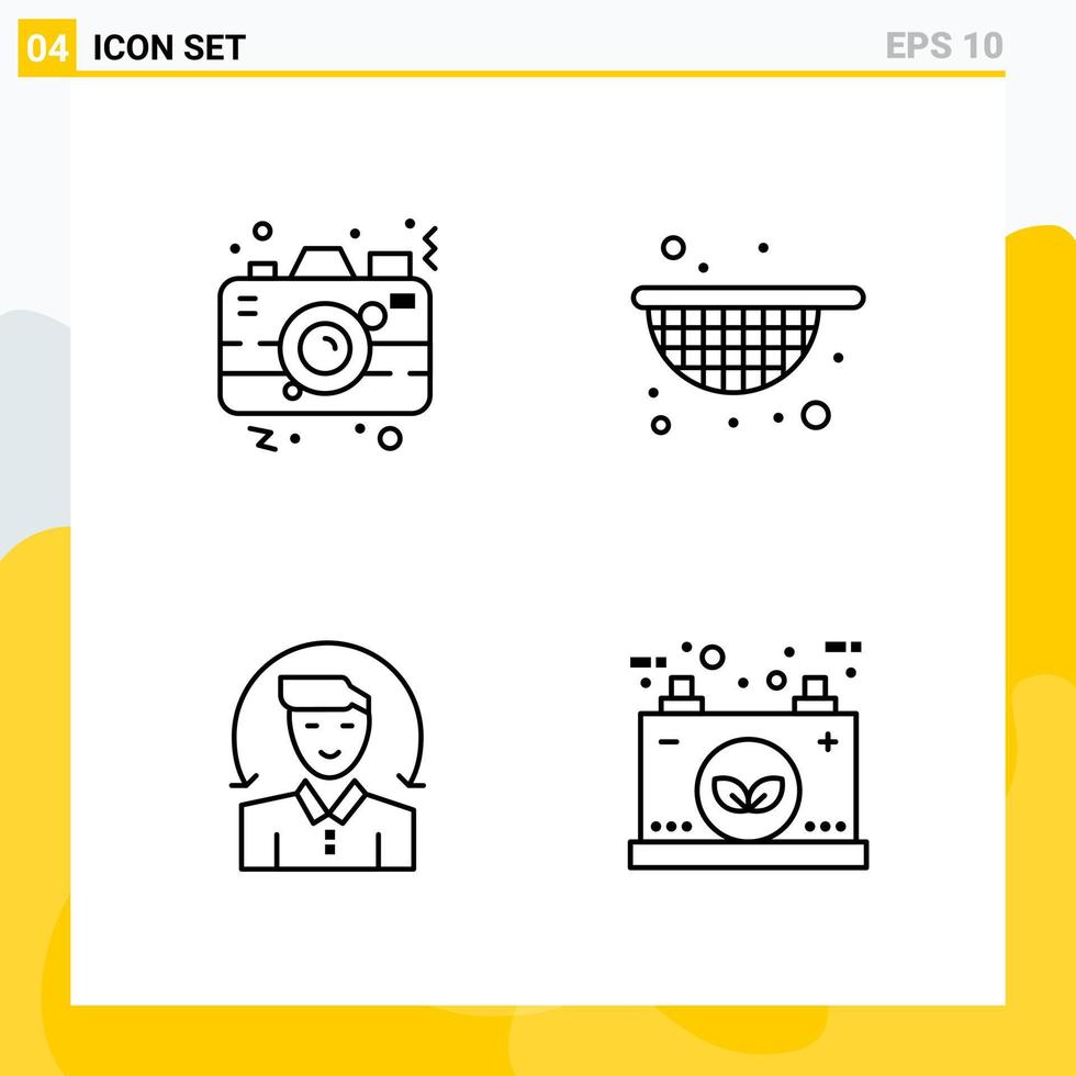 Collection of 4 Universal Line Icons Icon Set for Web and Mobile vector