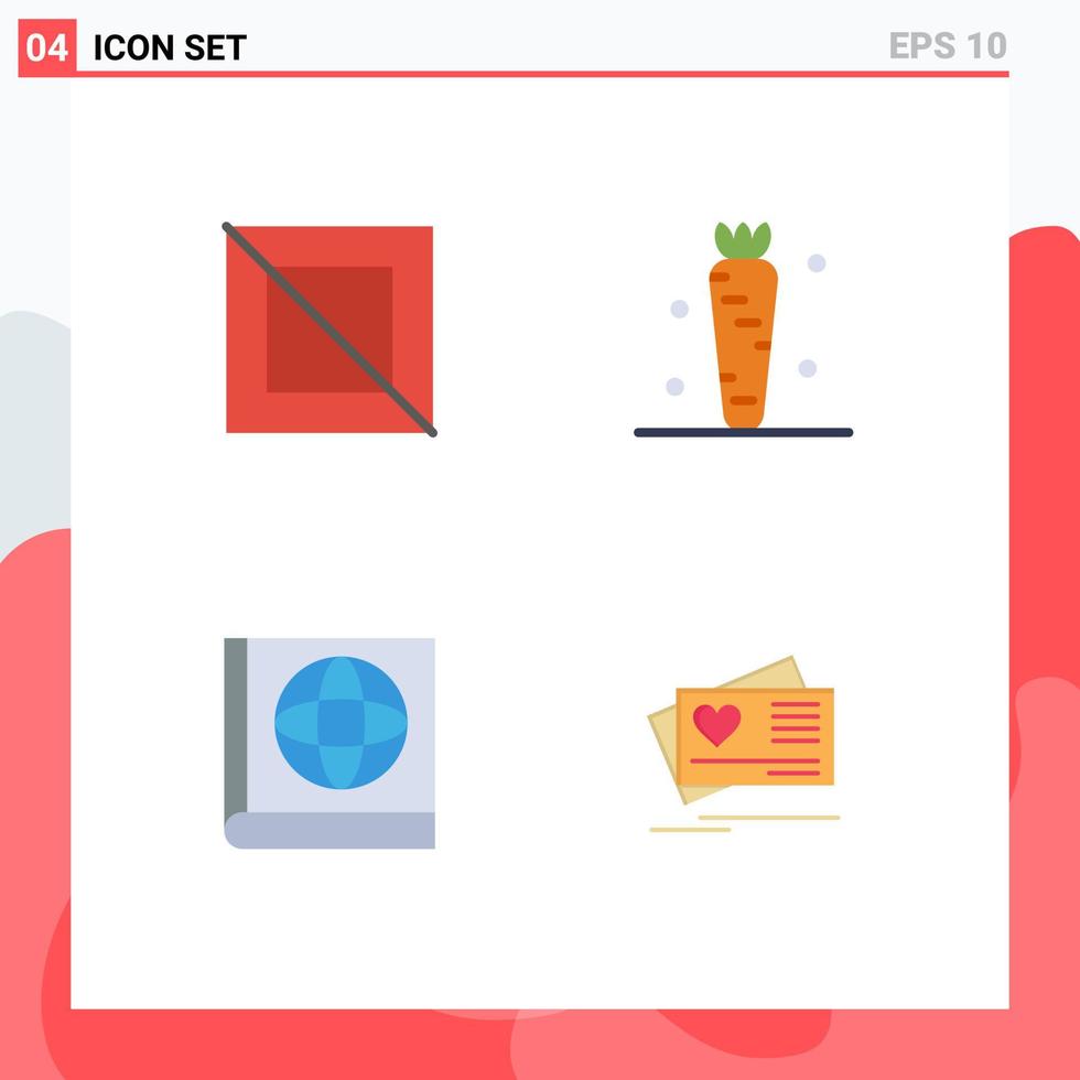Pack of 4 Modern Flat Icons Signs and Symbols for Web Print Media such as cross book carrot veg love Editable Vector Design Elements