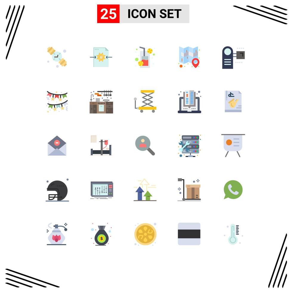 conjunto de 25 iconos de ui modernos símbolos signos para dispositivos pin bebida ubicación pegajosa elementos de diseño vectorial editables vector