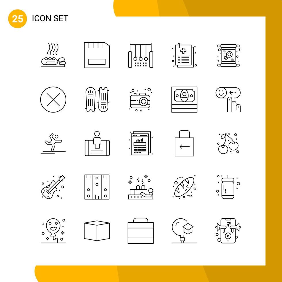 25 conjunto de iconos estilo de línea paquete de iconos símbolos de esquema aislados en fondo blanco para el diseño de sitios web receptivos vector