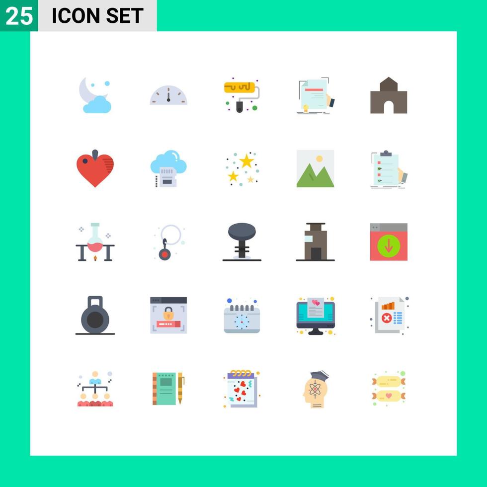 Pack of 25 Modern Flat Colors Signs and Symbols for  Print Media
