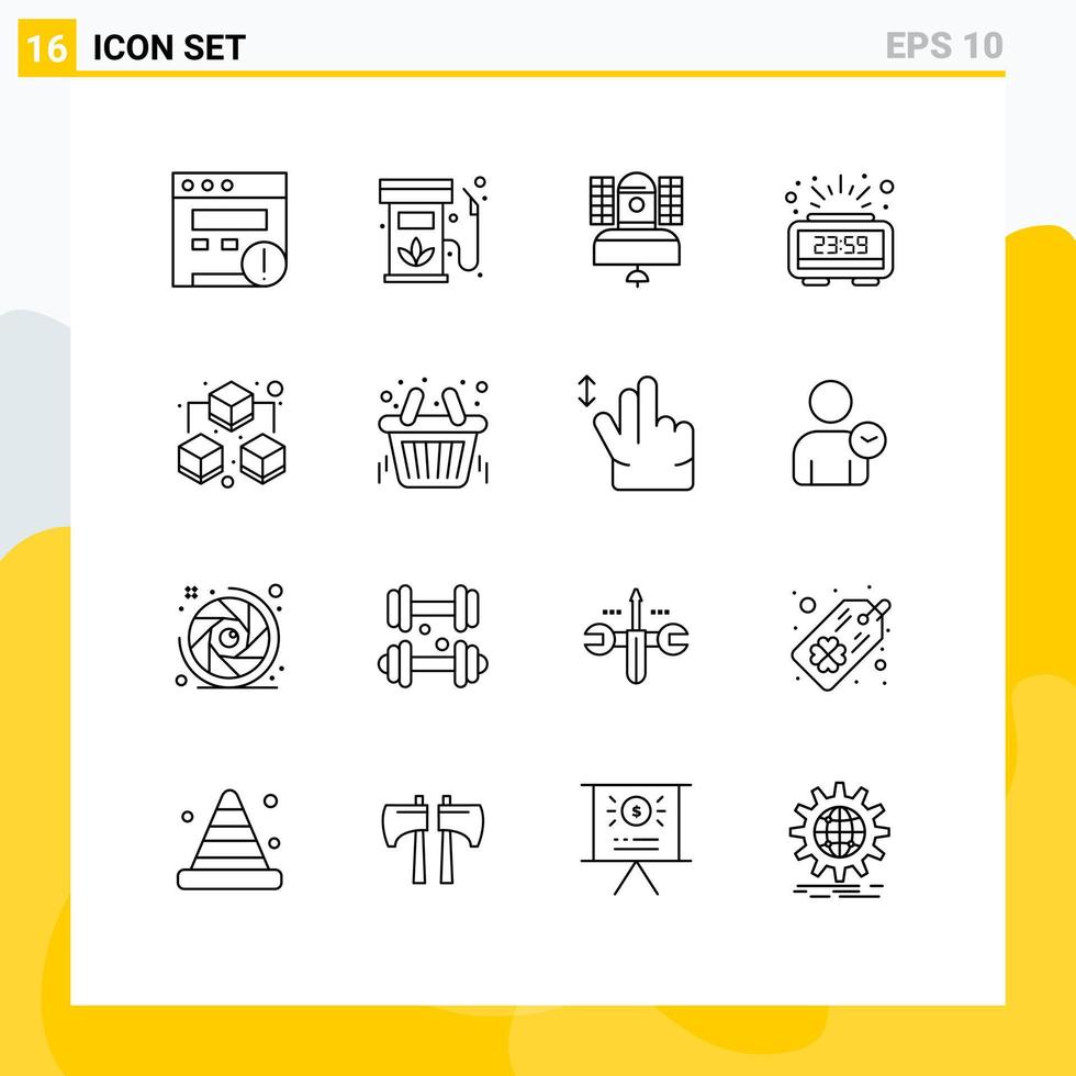 esquema de interfaz móvil conjunto de 16 pictogramas de gran año nuevo satélite cuenta regresiva elementos de diseño vectorial editables de telecomunicaciones vector