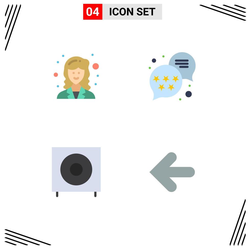 Modern Set of 4 Flat Icons and symbols such as academic electronics scientist rating subwoofer Editable Vector Design Elements
