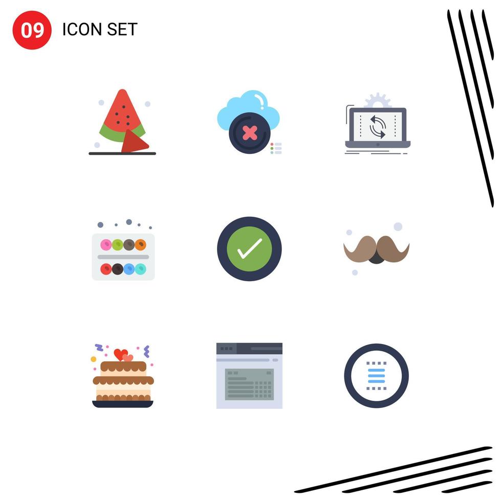 Set of 9 Vector Flat Colors on Grid for layout school data painting sync Editable Vector Design Elements