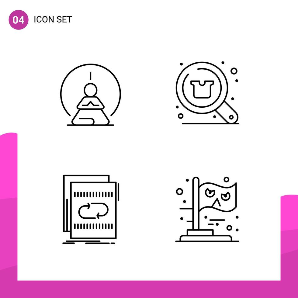 conjunto de iconos de contorno paquete de 4 iconos de línea aislados en fondo blanco para diseño de sitio web receptivo aplicaciones móviles e impresas vector