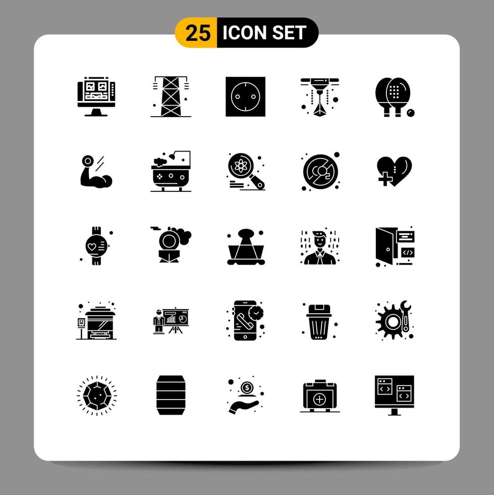 conjunto de 25 iconos de interfaz de usuario modernos símbolos signos para actividades de equipo tecnología de impresora de torre elementos de diseño vectorial editables vector