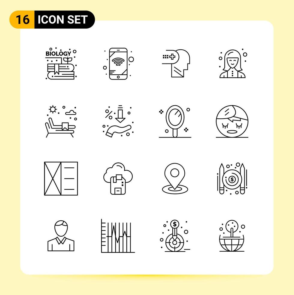 16 Creative Icons for Modern website design and responsive mobile apps 16 Outline Symbols Signs on White Background 16 Icon Pack vector