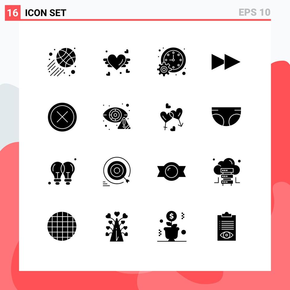 16 Solid Glyph concept for Websites Mobile and Apps exit close management cancel forward Editable Vector Design Elements