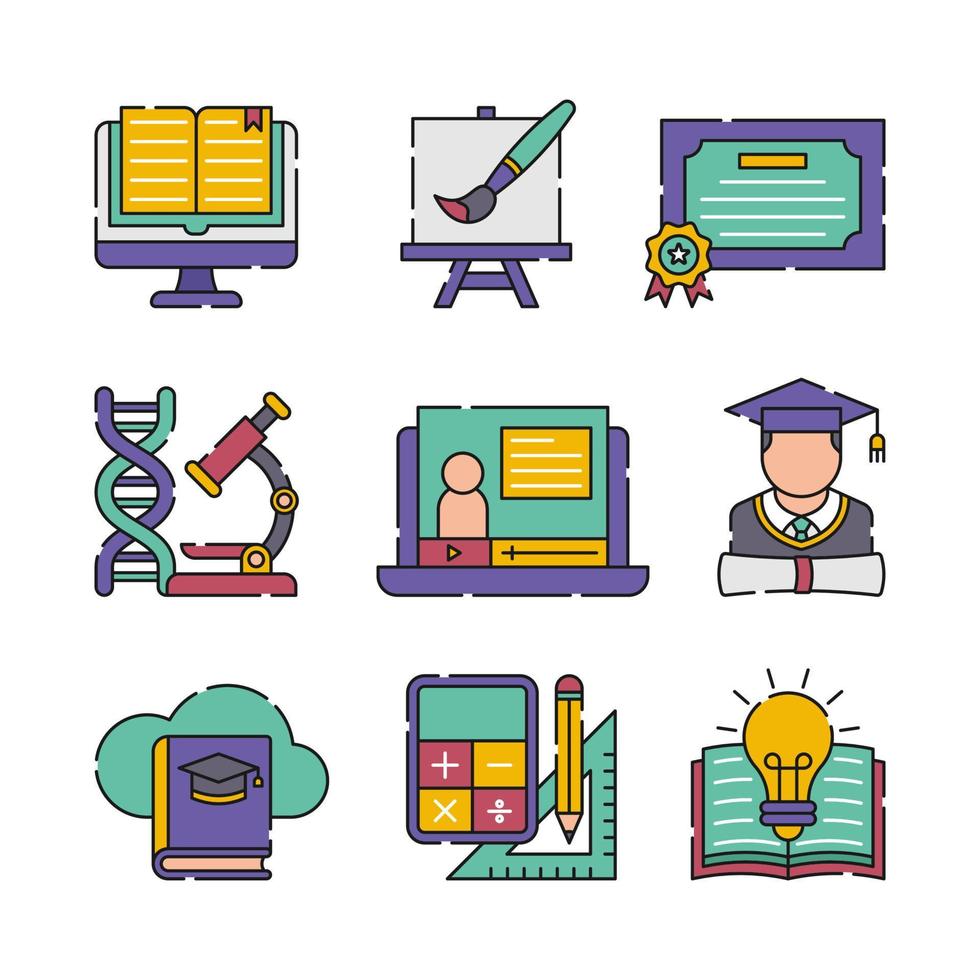 conjunto de iconos de aplicación de educación vector