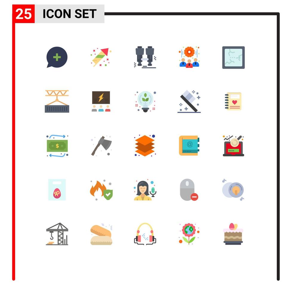 25 Universal Flat Color Signs Symbols of halloween teamwork camp team gear Editable Vector Design Elements