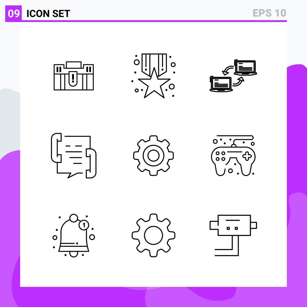 Set of 9 icons in Line style Creative Outline Symbols for Website Design and Mobile Apps Simple Line Icon Sign Isolated on White Background 9 Icons vector