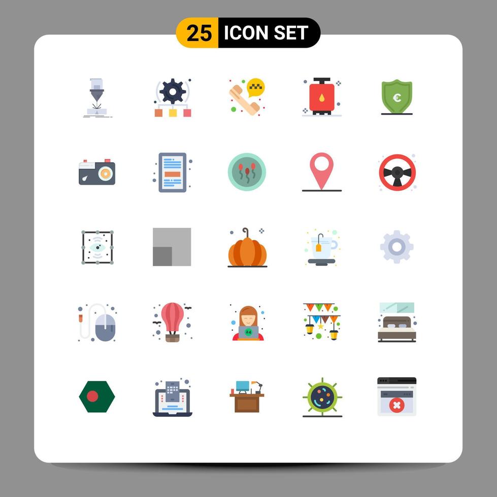 Set of 25 Vector Flat Colors on Grid for euro power server gas cook Editable Vector Design Elements