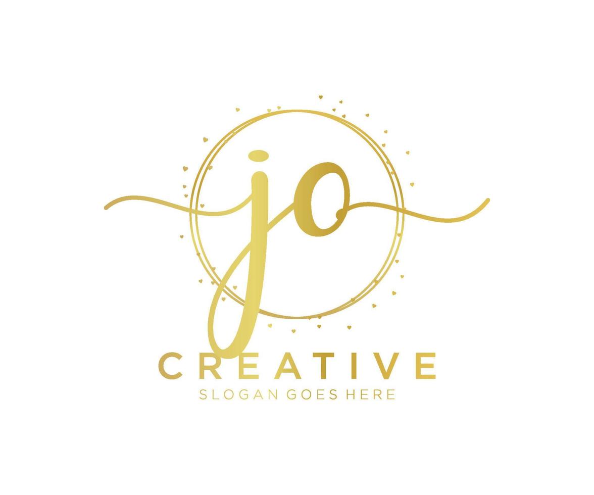 Initial JO feminine logo. Usable for Nature, Salon, Spa, Cosmetic and Beauty Logos. Flat Vector Logo Design Template Element.