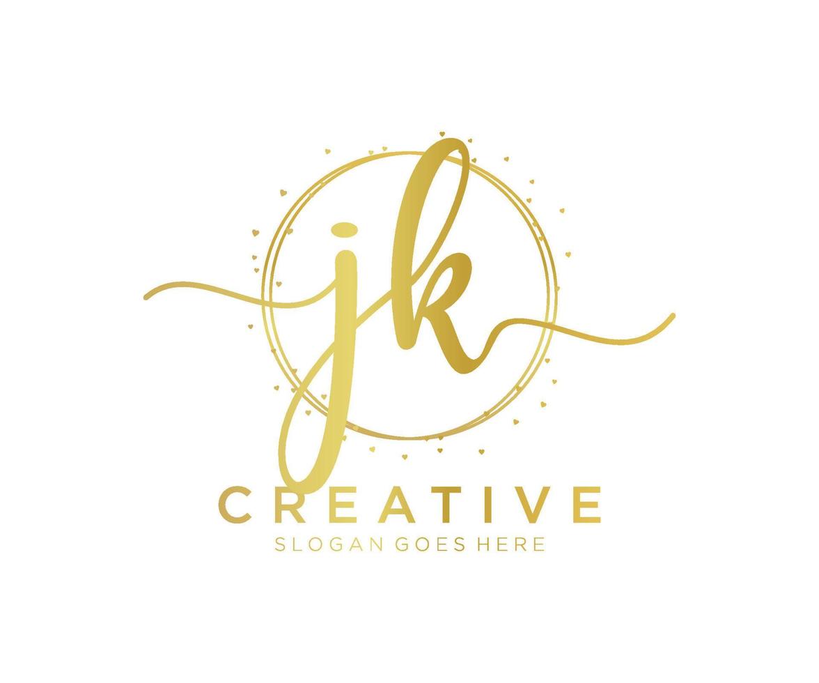 Initial JK feminine logo. Usable for Nature, Salon, Spa, Cosmetic and Beauty Logos. Flat Vector Logo Design Template Element.