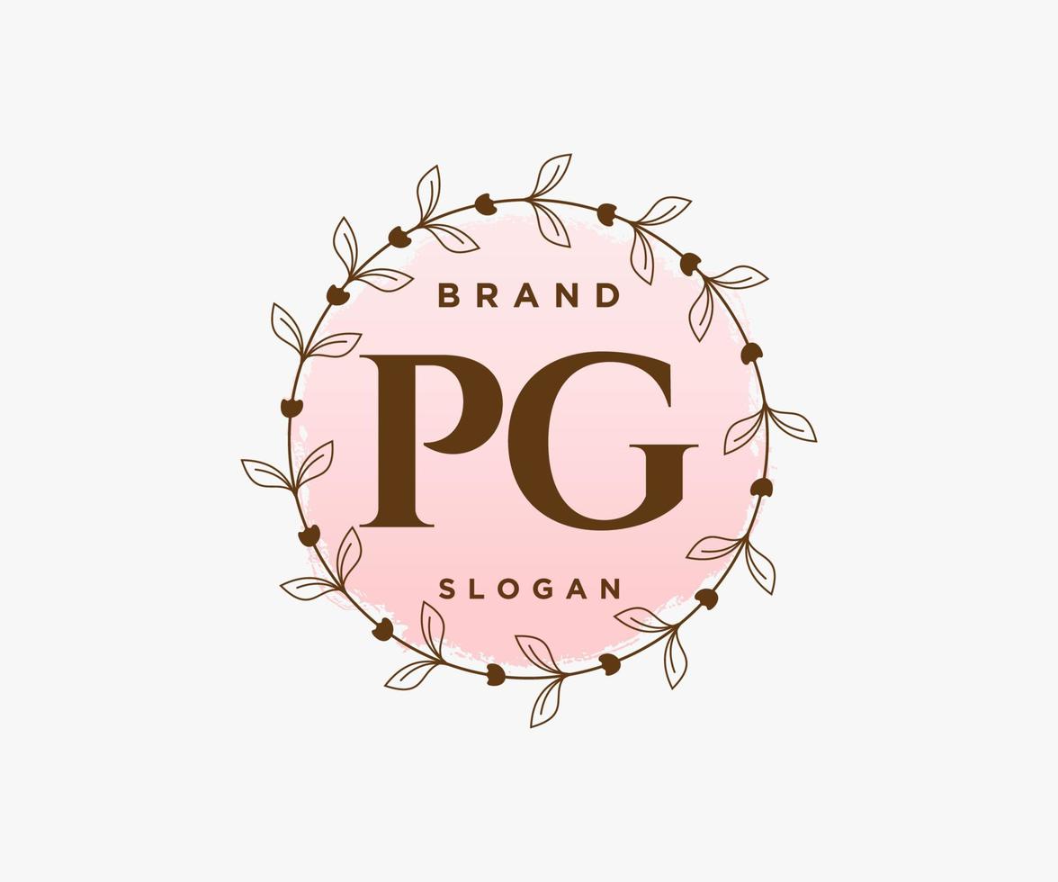 logotipo femenino pg inicial. utilizable para logotipos de naturaleza, salón, spa, cosmética y belleza. elemento de plantilla de diseño de logotipo de vector plano.
