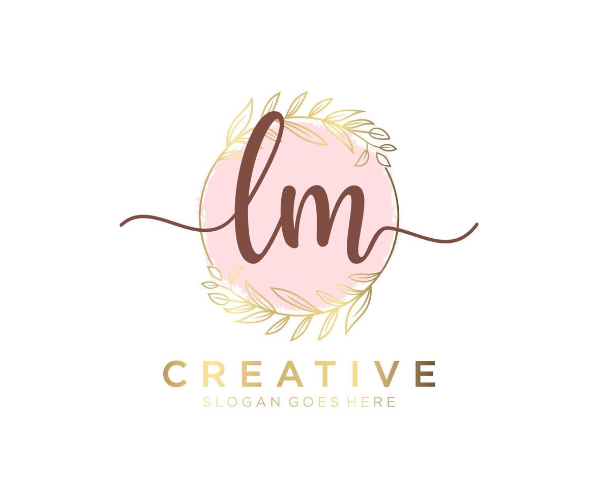 Initial LM feminine logo. Usable for Nature, Salon, Spa, Cosmetic and Beauty Logos. Flat Vector Logo Design Template Element.