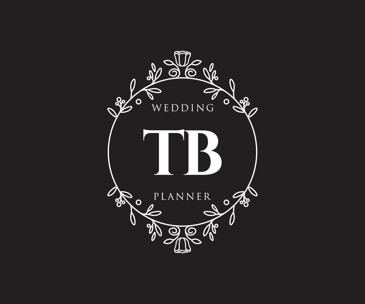TB Initials letter Wedding monogram logos collection, hand drawn modern minimalistic and floral templates for Invitation cards, Save the Date, elegant identity for restaurant, boutique, cafe in vector