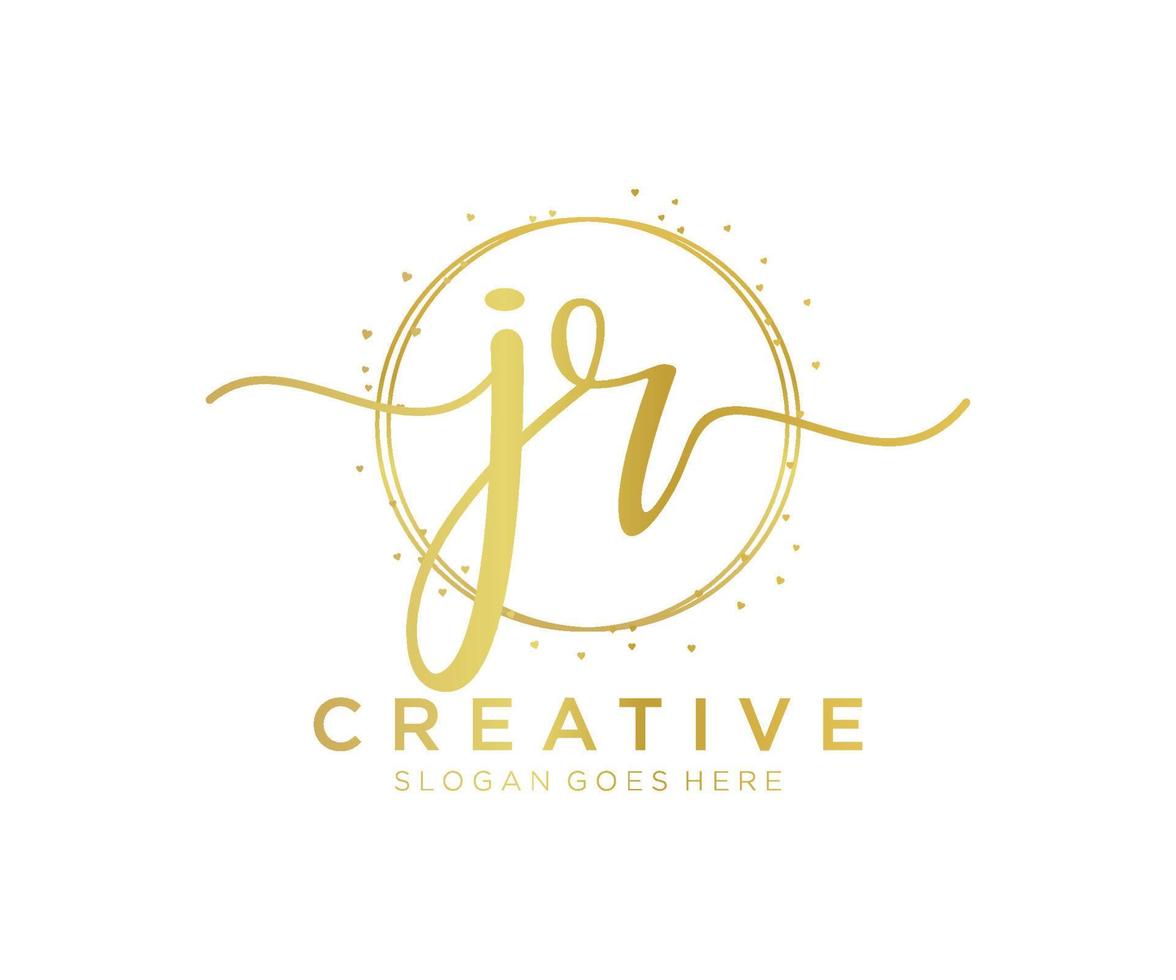 Initial JR feminine logo. Usable for Nature, Salon, Spa, Cosmetic and Beauty Logos. Flat Vector Logo Design Template Element.
