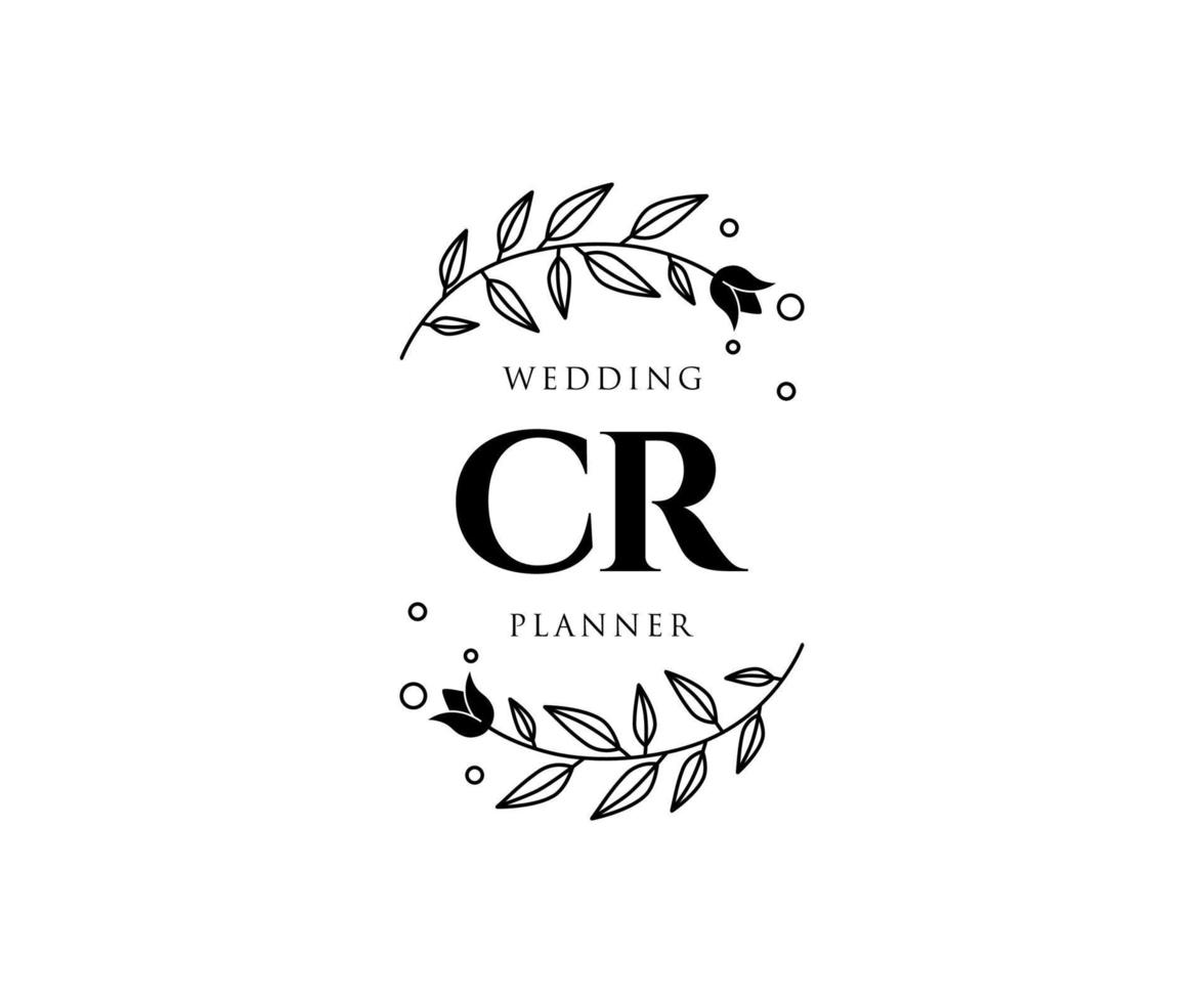 CR Initials letter Wedding monogram logos collection, hand drawn modern minimalistic and floral templates for Invitation cards, Save the Date, elegant identity for restaurant, boutique, cafe in vector