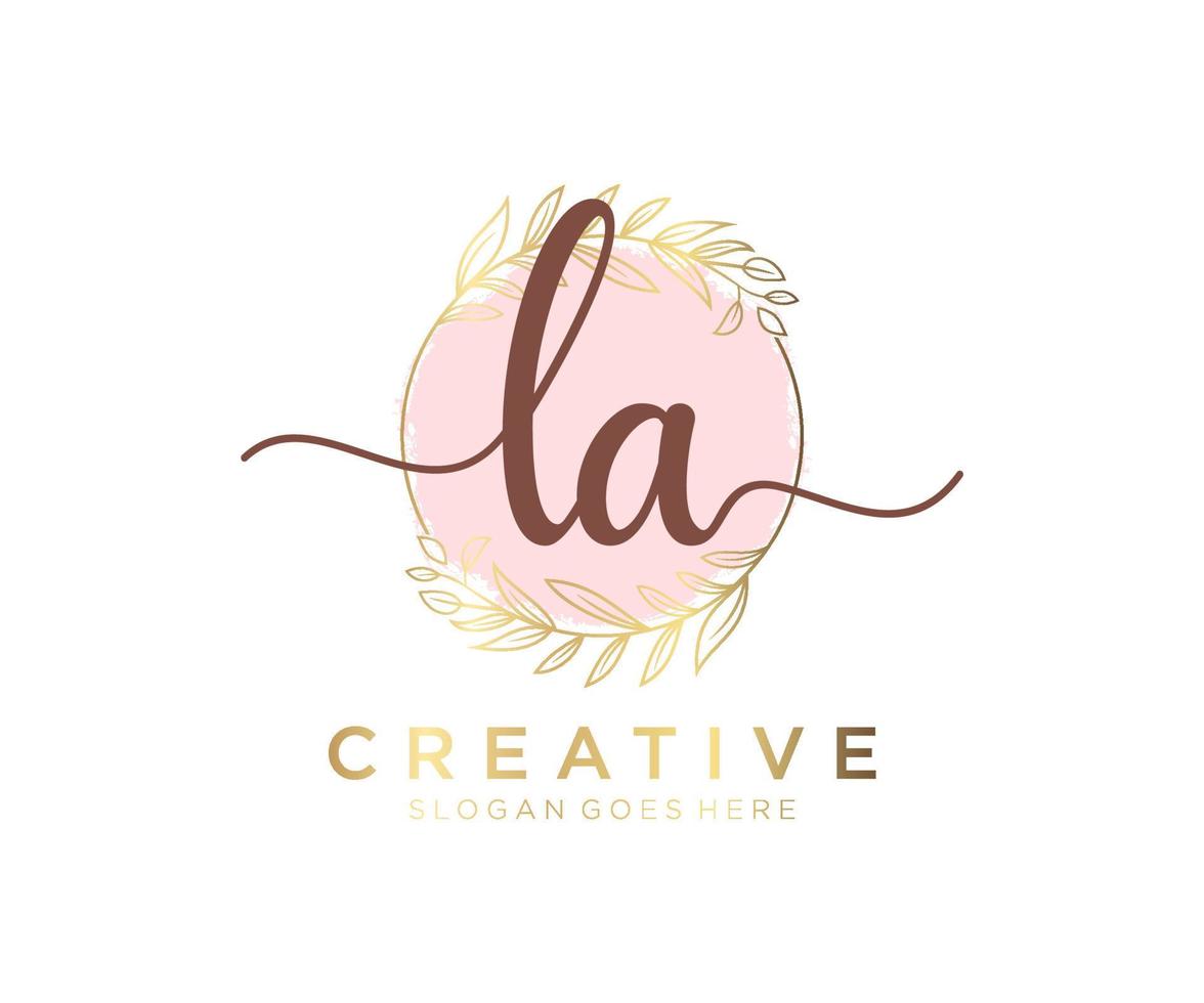 Initial LA feminine logo. Usable for Nature, Salon, Spa, Cosmetic and Beauty Logos. Flat Vector Logo Design Template Element.