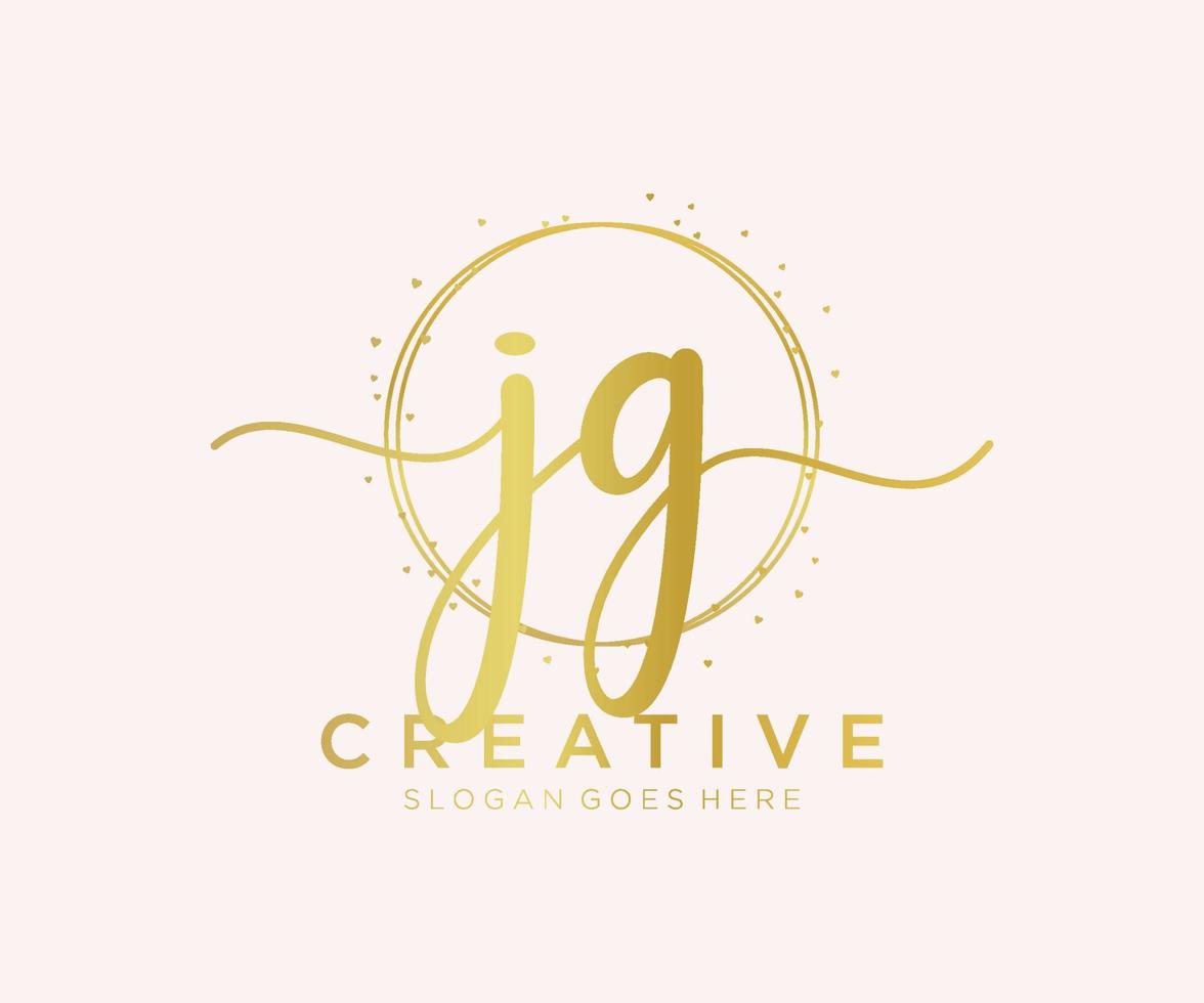 Initial JG feminine logo. Usable for Nature, Salon, Spa, Cosmetic and Beauty Logos. Flat Vector Logo Design Template Element.