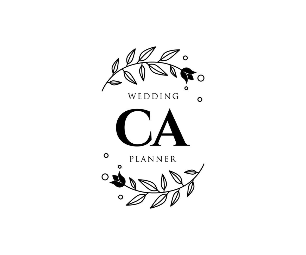 CA Initials letter Wedding monogram logos collection, hand drawn modern minimalistic and floral templates for Invitation cards, Save the Date, elegant identity for restaurant, boutique, cafe in vector