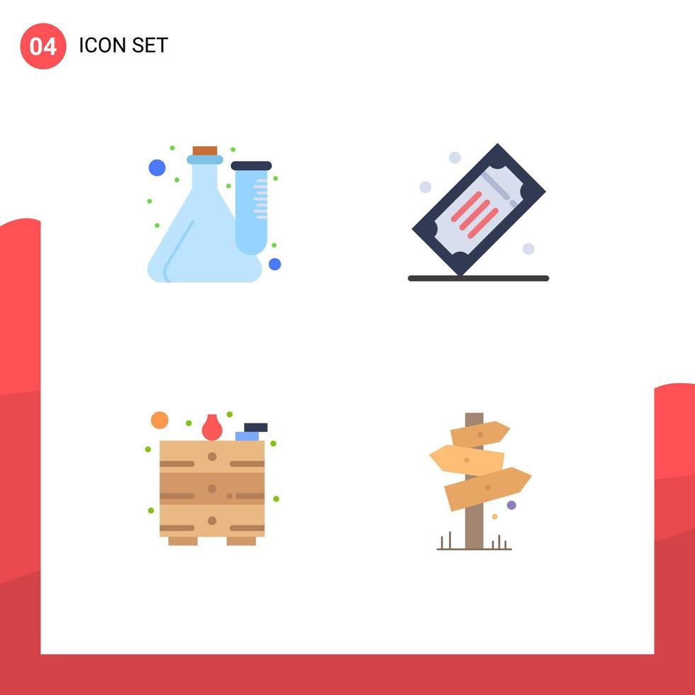 4 Flat Icon concept for Websites Mobile and Apps cube tickets lab movie raffle office Editable Vector Design Elements