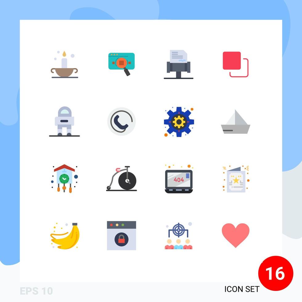 paquete de color plano de interfaz de usuario de 16 de signos y símbolos modernos de información de medios de pila paquete editable de cuatro leyes de elementos creativos de diseño de vectores