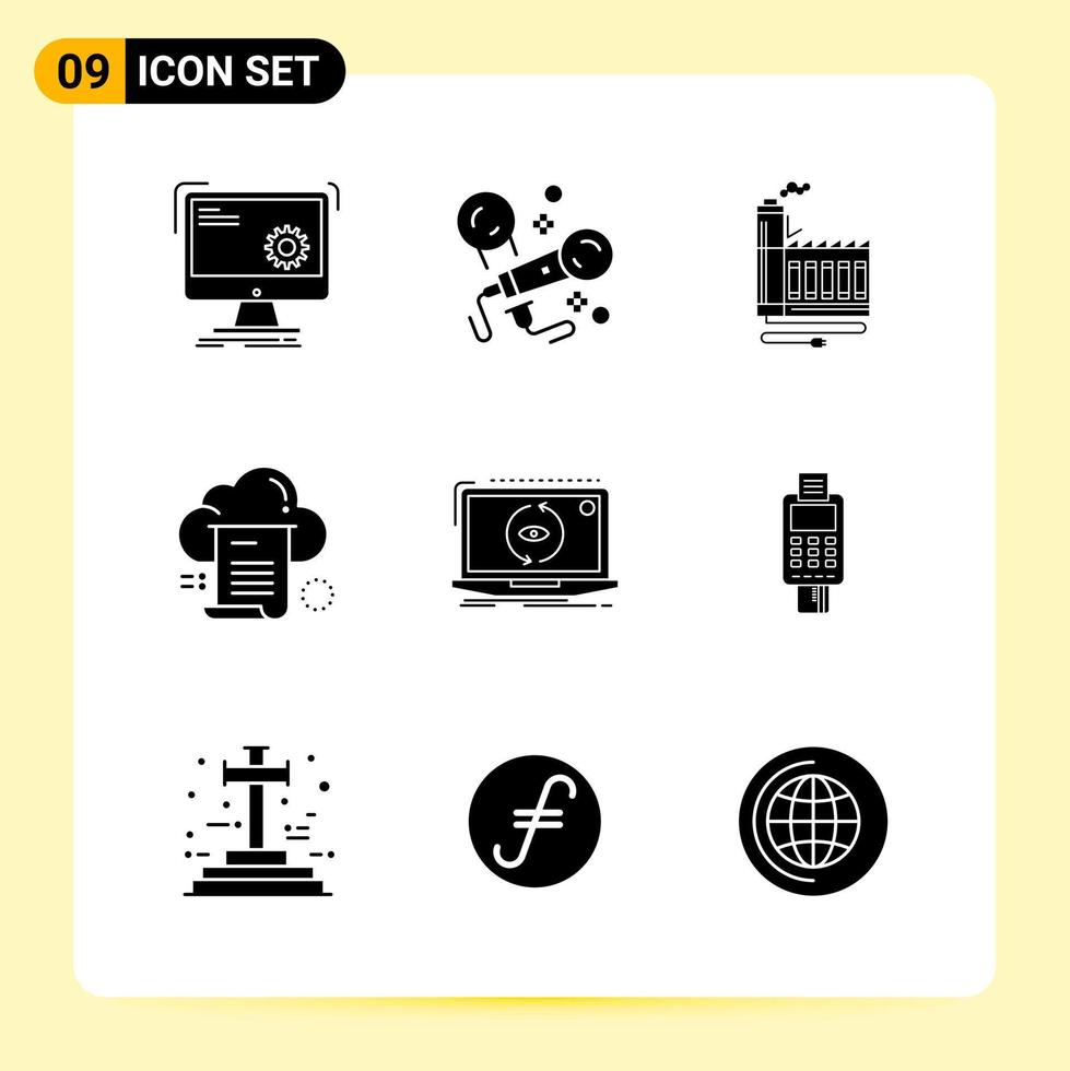 9 Creative Icons for Modern website design and responsive mobile apps 9 Glyph Symbols Signs on White Background 9 Icon Pack vector