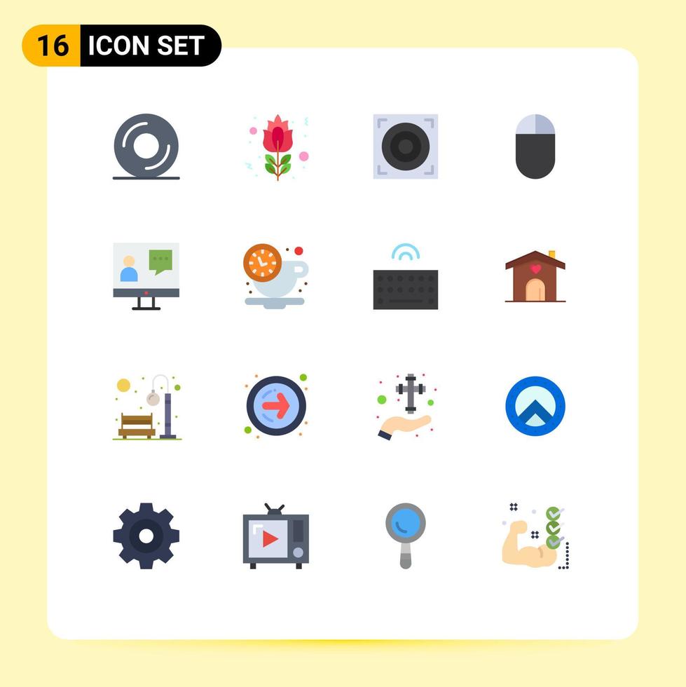 16 Universal Flat Colors Set for Web and Mobile Applications break online speaker customer communication Editable Pack of Creative Vector Design Elements
