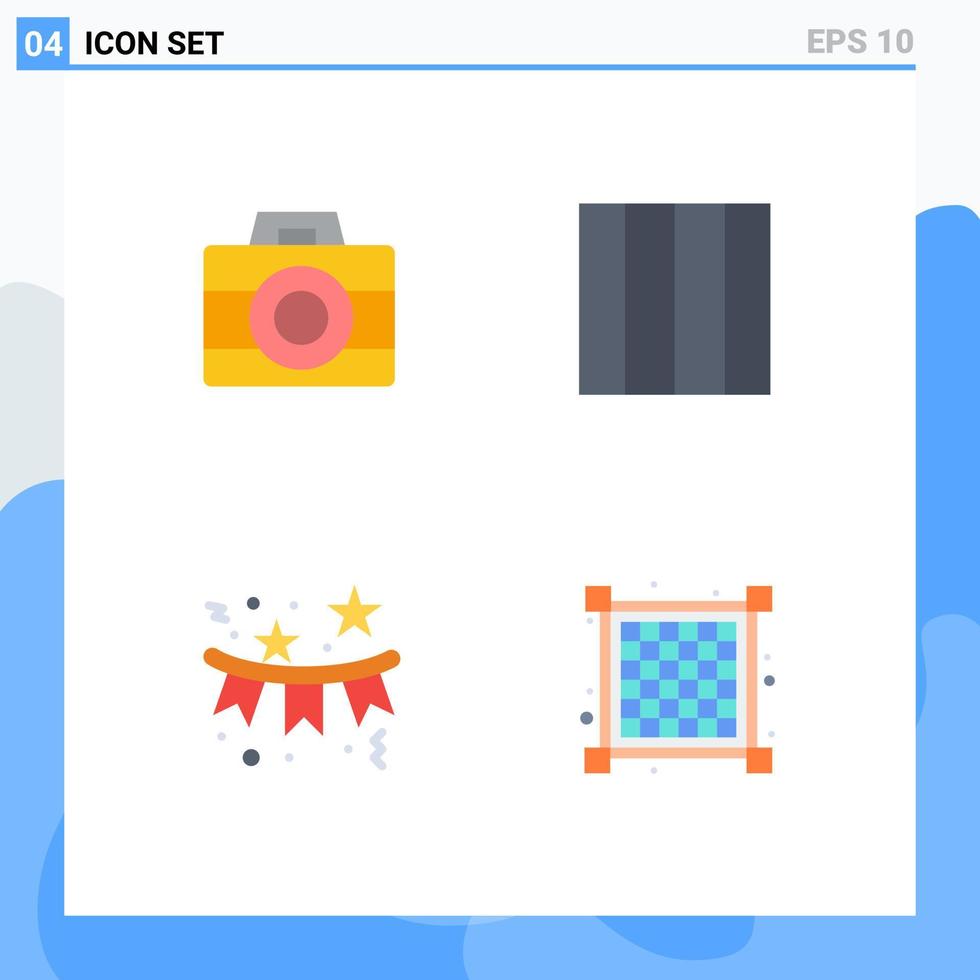 Modern Set of 4 Flat Icons and symbols such as camera star technology confetti grid Editable Vector Design Elements
