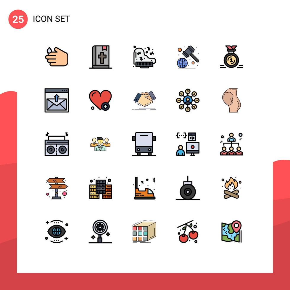 paquete de iconos vectoriales de stock de 25 signos y símbolos de línea para el primer premio grandes reglas leyes globales elementos de diseño vectorial editables vector