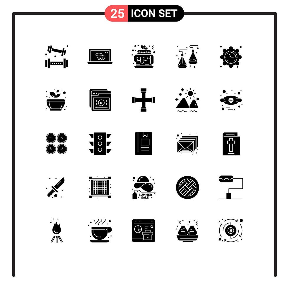 Set of 25 Vector Solid Glyphs on Grid for setting jewelry lost earrings love Editable Vector Design Elements