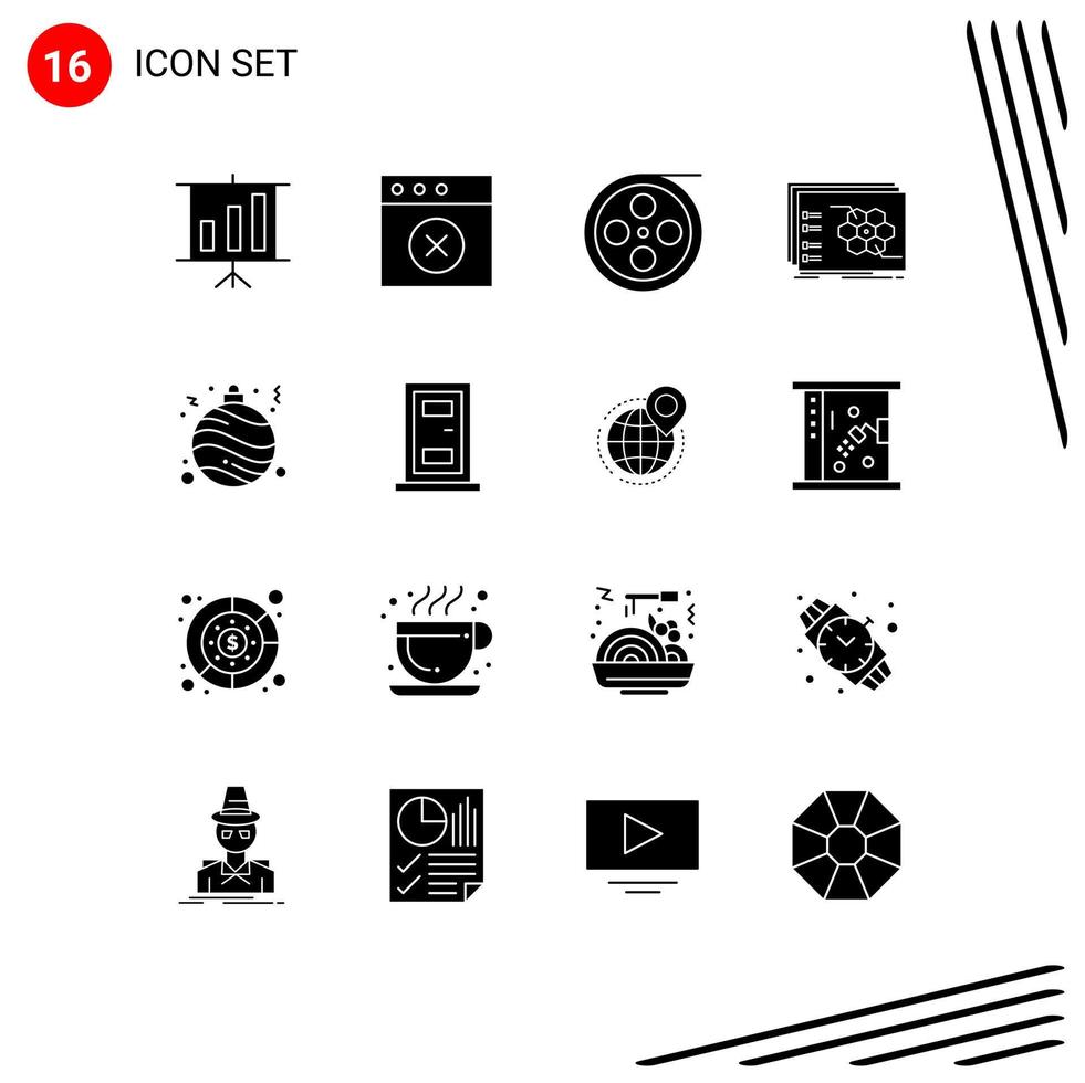 Stock Vector Icon Pack of 16 Line Signs and Symbols for decoration ball roll tactical strategy Editable Vector Design Elements