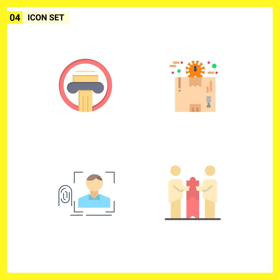 Mobile Interface Flat Icon Set of 4 Pictograms of column time decoration delivery fingerprint Editable Vector Design Elements