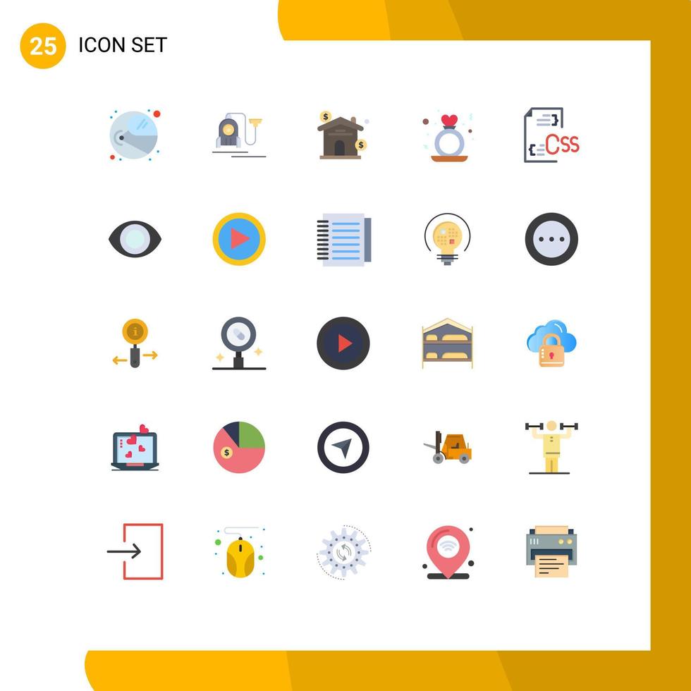 Flat Color Pack of 25 Universal Symbols of coding ring asset proposal day Editable Vector Design Elements
