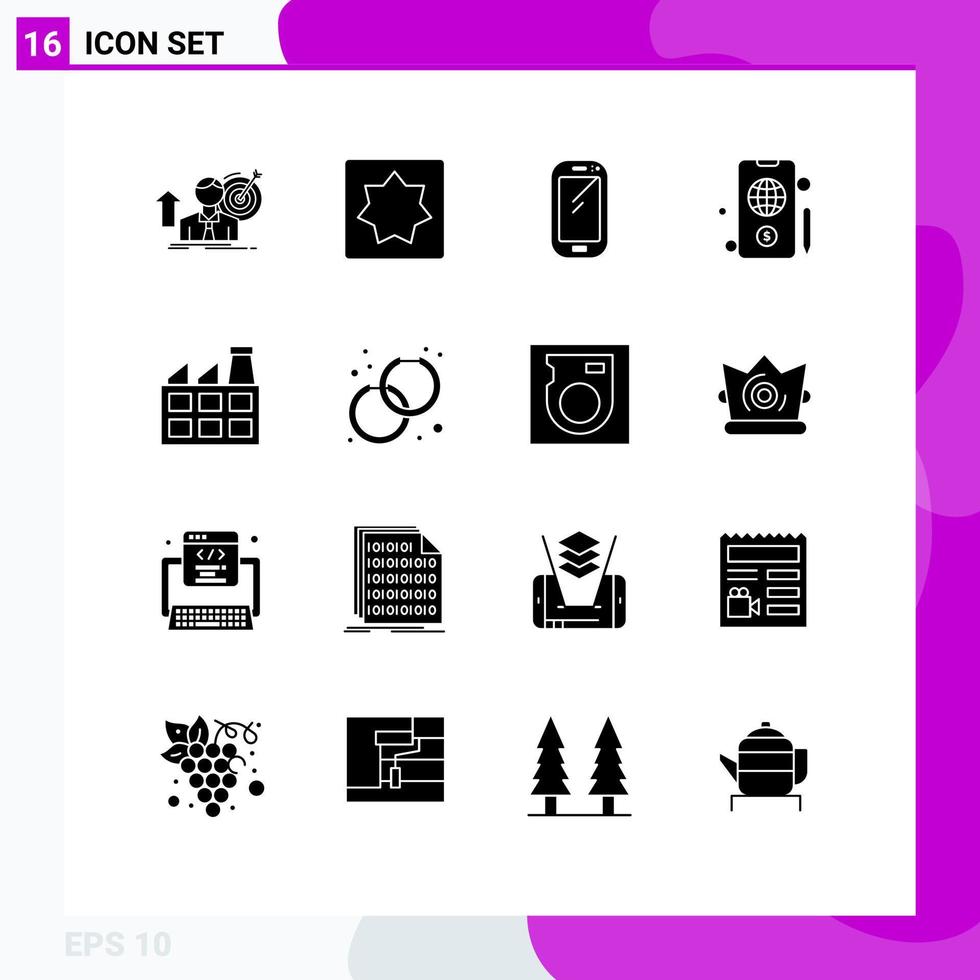 Stock Vector Icon Pack of 16 Line Signs and Symbols for construction globe puzzle mobile huawei Editable Vector Design Elements
