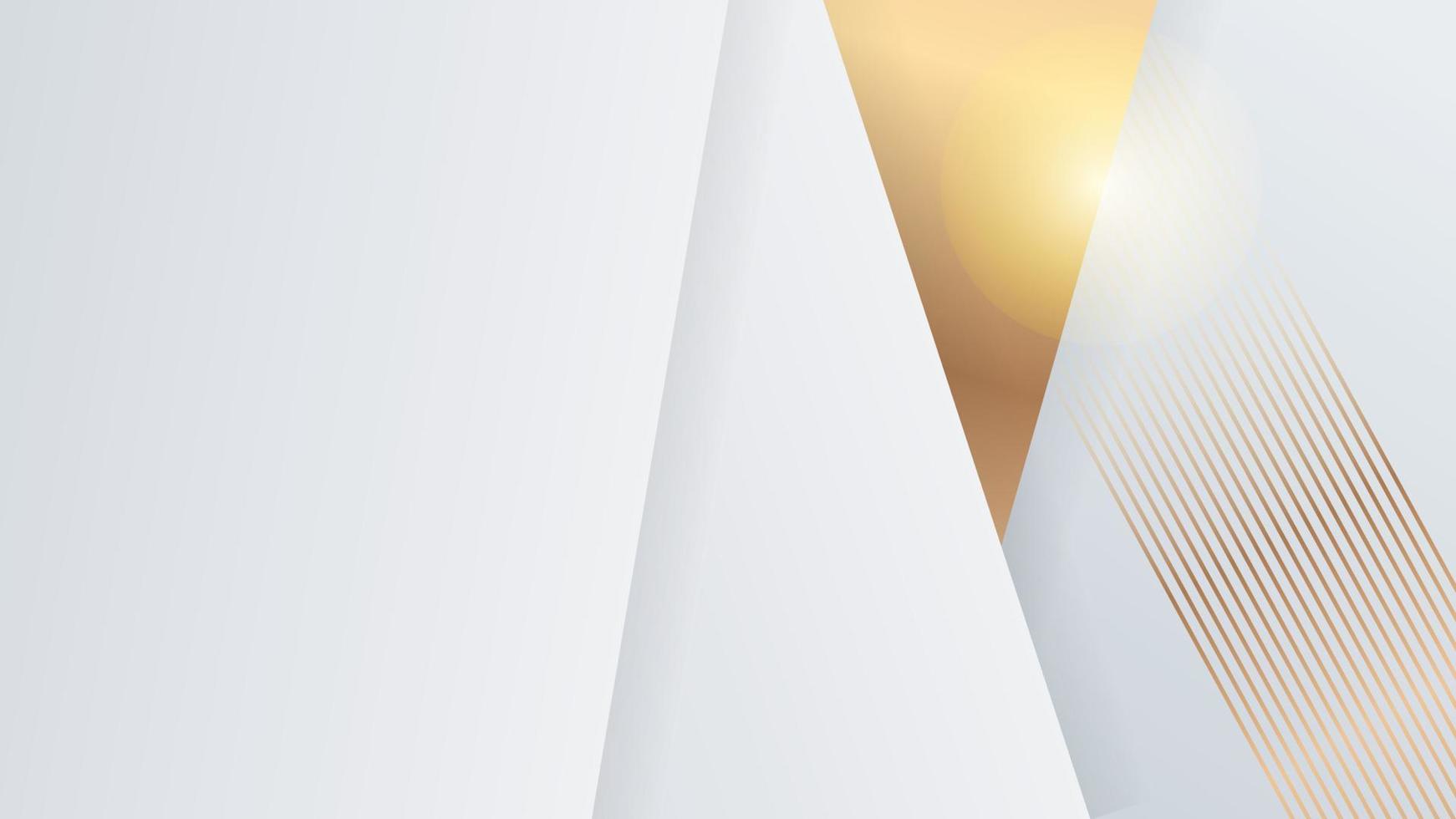White and gold background with luxury abstract geometric shapes decoration elements for presentation design, business card, wedding design vector