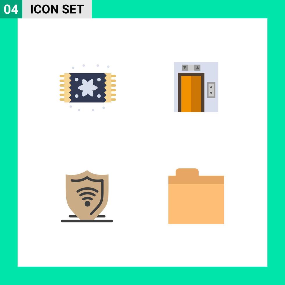 Pictogram Set of 4 Simple Flat Icons of carpet protect home living construction files Editable Vector Design Elements