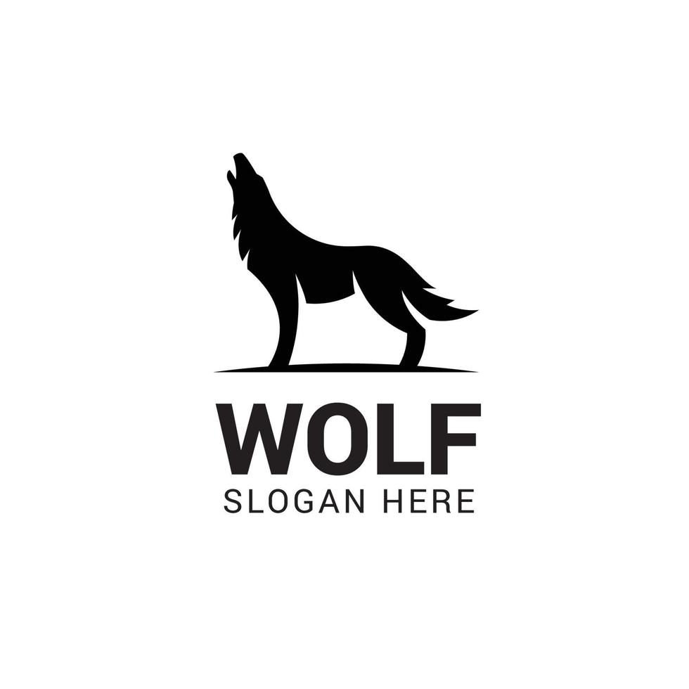 Wolf howling logo template isolated on white background vector