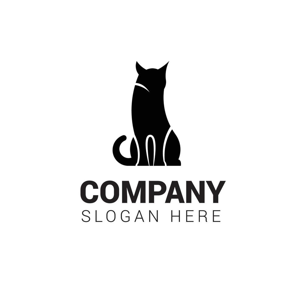 plantilla de logotipo de gato sentado aislada sobre fondo blanco vector