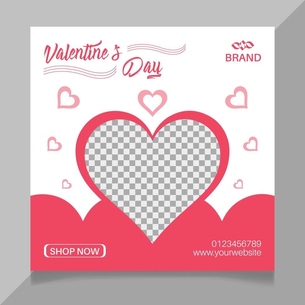 Valentine's day social media post template vector
